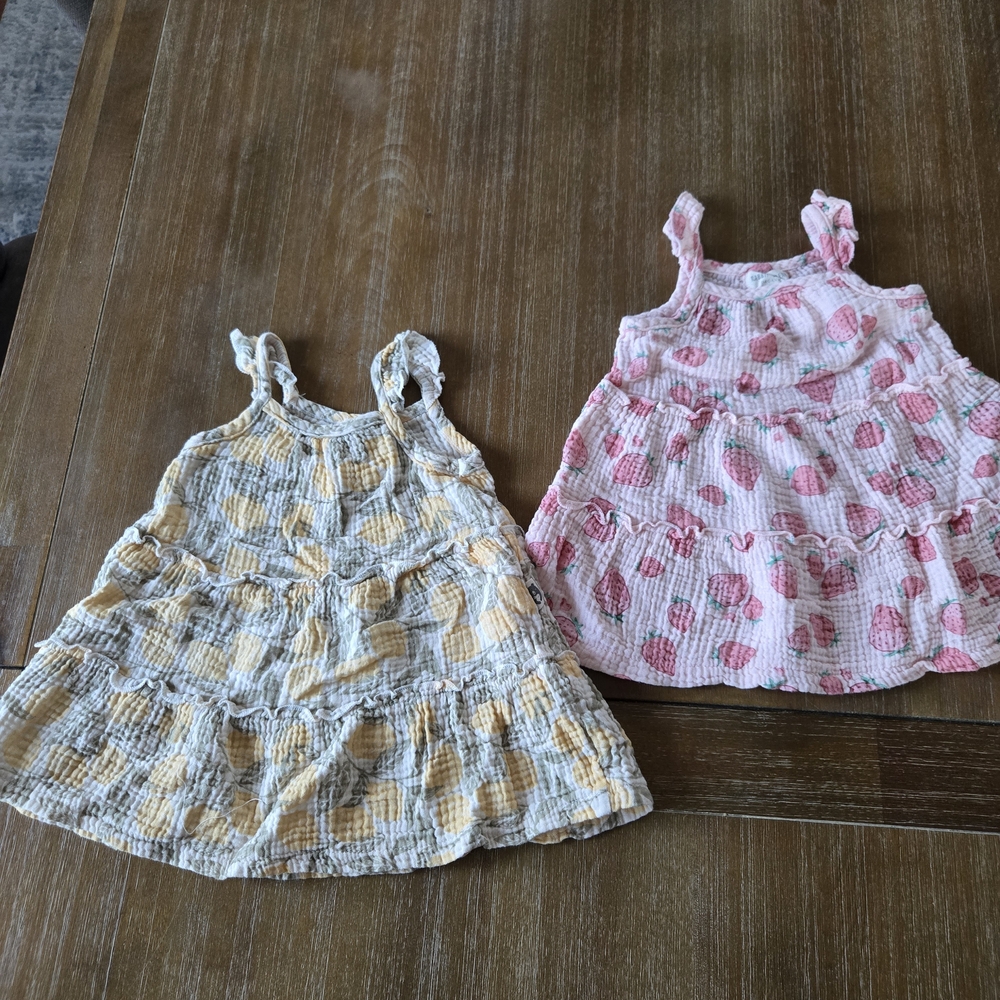 Organic Cotton Set of Two Baby Dresses with Floral Patterns
